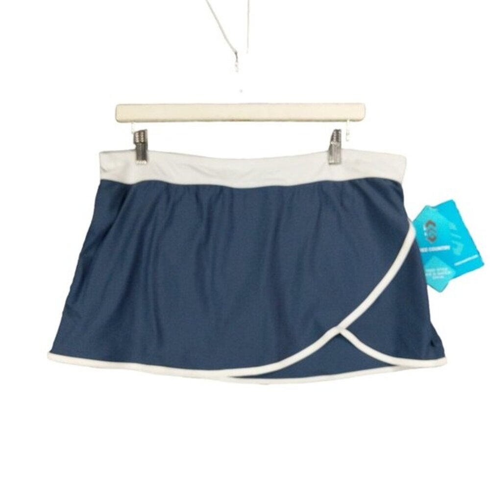 FREE COUNTRY Swim Skort Womens SZ XL Slate White Quick-Dry UPF 50+ Stretchy‎